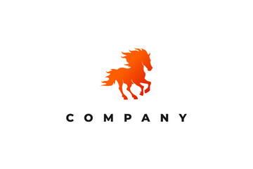 a fiery horse running modern logo