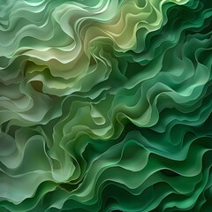 Obraz premium Flowing Emerald Gradients:Captivating 3D Organic Swirl in Soothing Hues