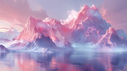 Obraz premium Pastel Dreamscape:Surreal 3D Fantasy Landscape with Floating Islands and Ethereal Elements