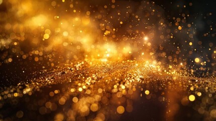Explosion of golden particles in midair, Dynamic, Gold, HighResolution