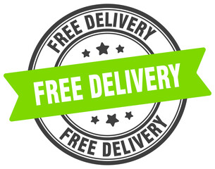 free delivery stamp. free delivery label on transparent background. round sign