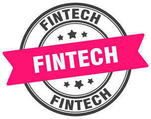 fintech stamp. fintech label on transparent background. round sign