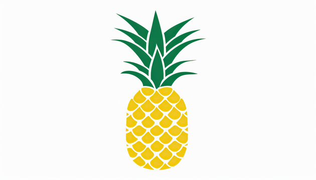 Simple, clear and beautiful arts and crafts artisanal stencil print style illustration of pineapple isolated on white background. Stencilled graphic design, modern, minimalist, backdrop, product