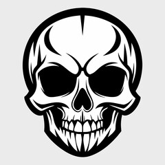Fototapeta premium Black background vector illustration with a cartoon human skull and crossbones for Halloween