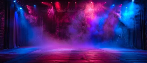 Theatrical Setting Dark Stage with Spotlights