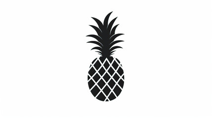 Obraz premium Simple, clear and beautiful arts and crafts artisanal stencil print style illustration of pineapple isolated on white background. Stencilled graphic design, modern, black, white, copy space