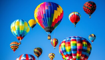 Fototapeta premium Vibrant Hot Air Balloons Soaring in the Sky - AR 7:4