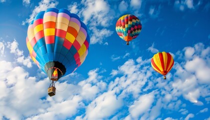 Naklejka premium Vibrant Ascension: Hot Air Balloons Soaring in the Sky