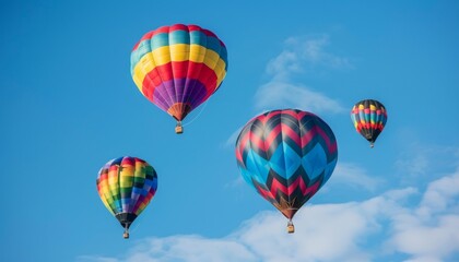 Spectacular Views: Colorful Hot Air Balloons Soaring in the Blue Sky