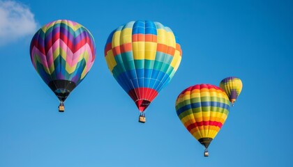 Naklejka premium Vibrant Splendor: A Kaleidoscope of Hot Air Balloons Against a Blue Sky