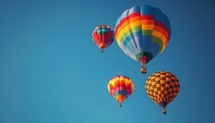 Obraz premium Vibrant Hot Air Balloons Soaring in the Blue Sky