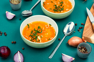 Homemade onion soup.