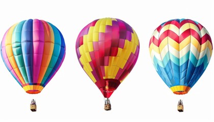 Obraz premium Vibrant Hot Air Balloons Soar Against a White Background