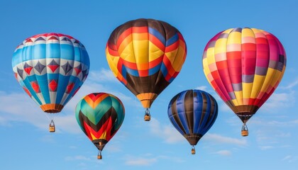 Obraz premium The Stunning Spectacle of Colorful Hot Air Balloons Soaring in a Blue Sky