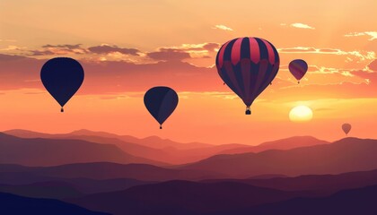 Fototapeta premium Sunrise Adventures: A Colorful Display of Hot-Air Balloons