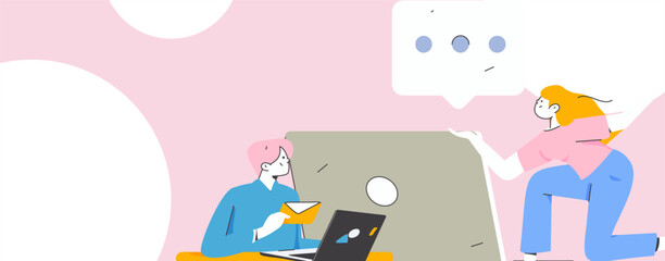 Communicate with consultants flat vector character concept operation hand drawn illustration
