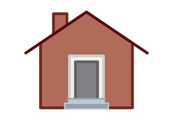 Casa de paredes rojas en fondo blanco