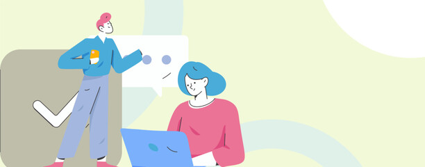 Communicate with consultants flat vector character concept operation hand drawn illustration
