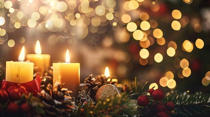 Elegant backdrop featuring glowing candles and soft bokeh, perfect for Candlemas Day celebrations