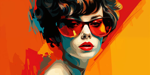 Vibrant Abstract Woman with Sunglasses
