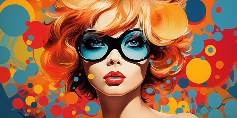 Modern Abstract Female with Red Sunglasses