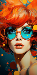 Stylish Woman in Sunglasses with Color Splash