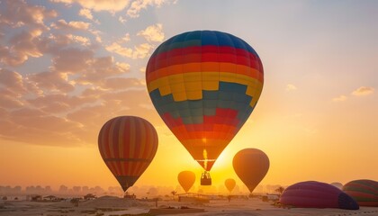 Obraz premium Glowing Skies: Capturing the Magic of Doha's Hot Air Balloon Festival
