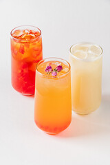 fresh lemonade on the white background