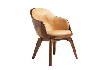 Modern wooden chair with leather upholstery