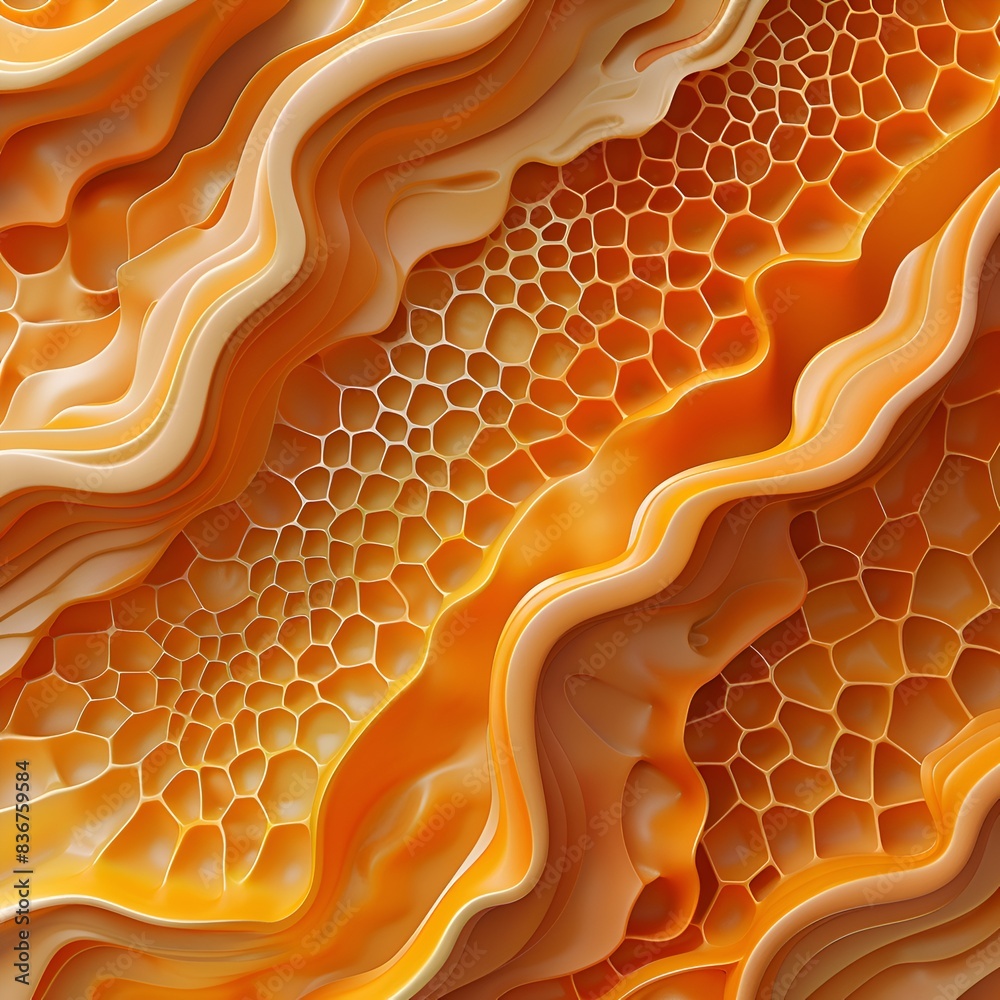 Wall mural the image is a close up of a yellow object with a lot of texture and detail. the texture is so intri