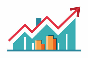 business graph reaching on high with arrow on white background, Business graph vector with blank background
