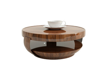 Modern Wooden Coffee Table with Cup and Saucer