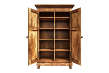 Open Wooden Cabinet with Shelves