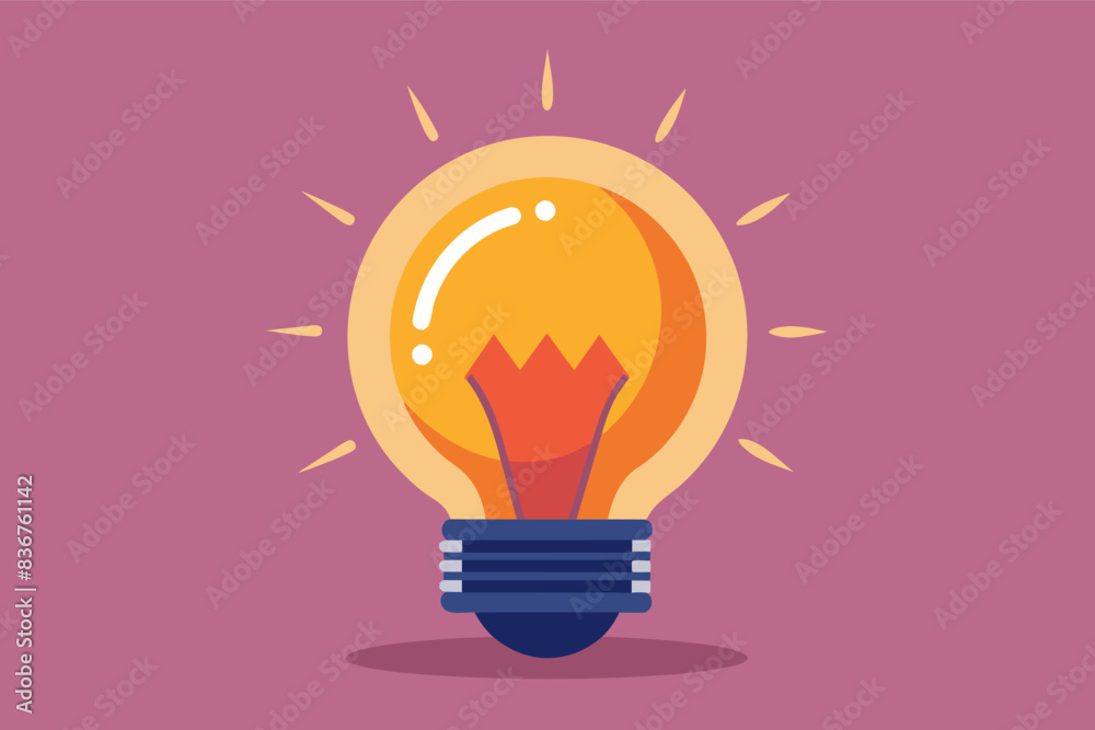 Leinwandbilder a light bulb with a red flame inside, minimalist vector lightbulb casting a warm glow, symbolizing i