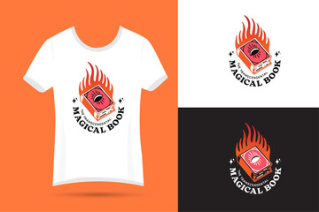 Fire book t shirt design template 