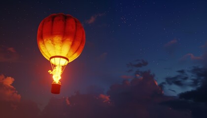 Midnight Flight: Igniting the Fire Balloon for a Daring Journey