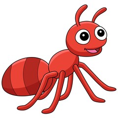 Close-up of a red cartoon ant