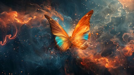 Artistic depiction of a cocoon morphing into a vibrant butterfly, representing creativity as a catalyst for personal transformation