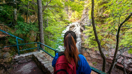 Exploring the grandeur of Ordesa: a beautiful girl loses herself in the magnificence of the Ordesa...