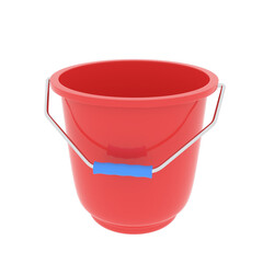 3d realistic red plastic bucket rendering with handle