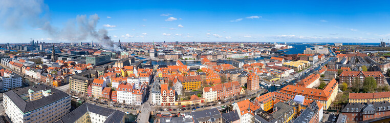 Naklejka premium Panoramic aerial view of Copenhagen, Denmark