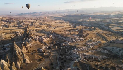 Enchanting Views: Hot Air Balloons Soar Over Cappadocia's Stunning Landscapes