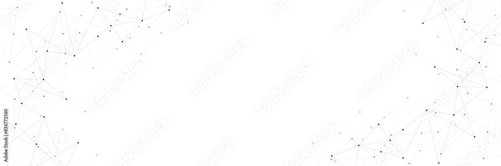 Fototapete Vector illustration of minimalistic design with connecting the dots and lines. Abstract geometric background of science and technology concept