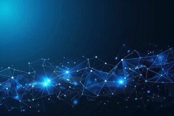 Obraz premium Abstract Futuristic - Molecules Technology With Polygonal Shapes on Dark Blue Background. Illustration Vector Design Digital Technology Concept.