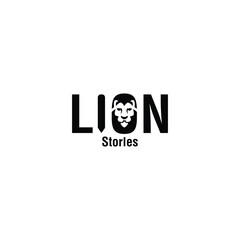 Lion Stories Logo Concept glyph style design