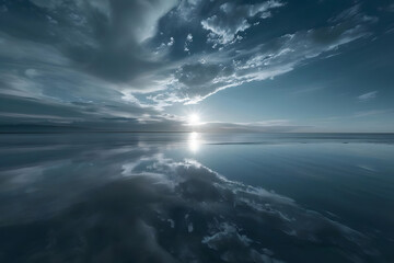 Fototapeta premium vast moonlit horizon exudes tranquility and reflection over world. generative ai