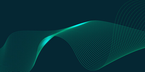 Abstract green colors gradient with wave lines pattern texture background. Use for technology business concept.