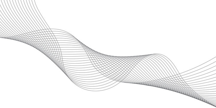 Abstract background with silver waves for banner. Medium banner size. Vector background with lines. Element for design isolated on white. Gold, metal