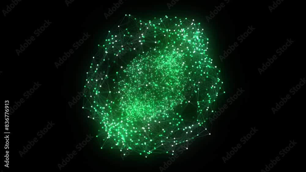 Poster green sphere consisting of points and lines. modern wireframe elements. technology grid sphere. 3d r