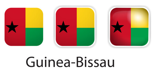 Guinea-Bissau flag vector icons set in the shape of rounded square